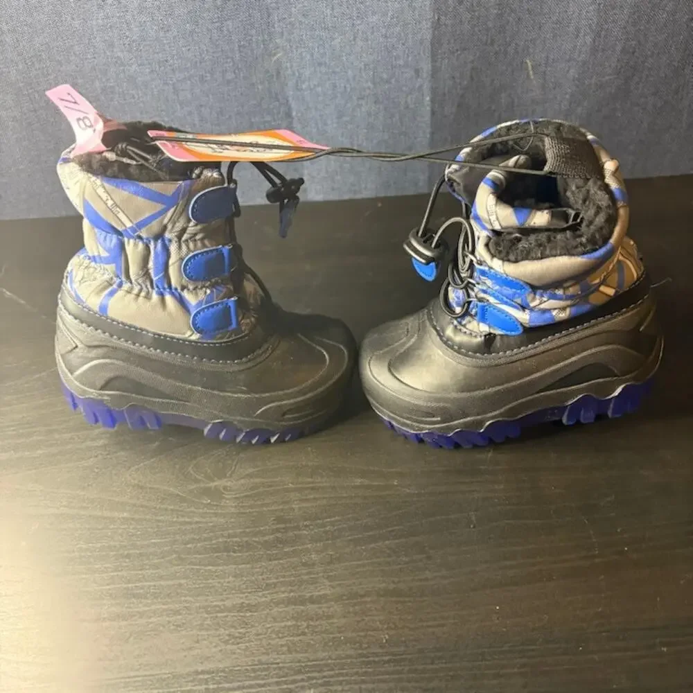 Member's Mark Kid's Snow Boot Sz 7/8 NWT Blue Gray Black